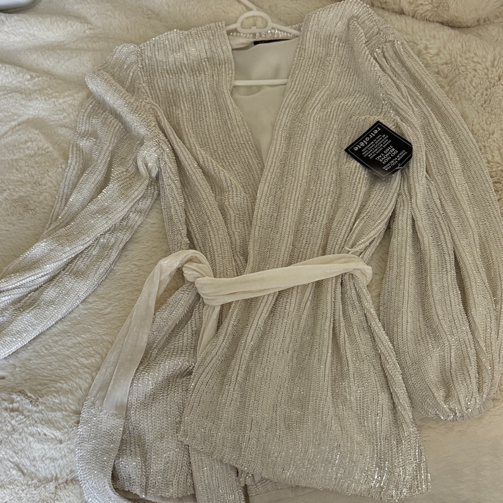 Retrofete Silver Sequin Wrap Top